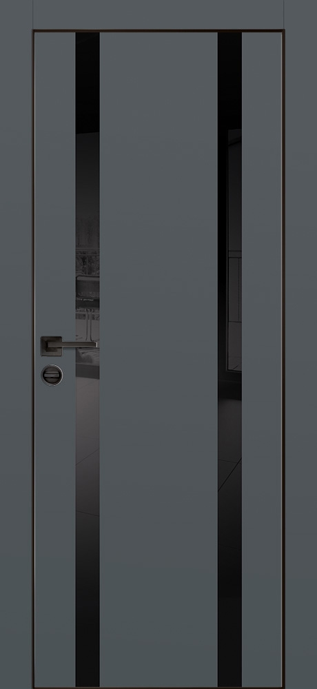 Фото Межкомнатная дверь PX-9  черная кромка с 4-х ст. Графит матовый
