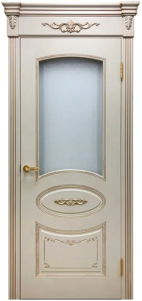 Фото Межкомнатная дверь Легенда Вуаль РАЛ 1013 Стекло Белое витраж прозр. контур