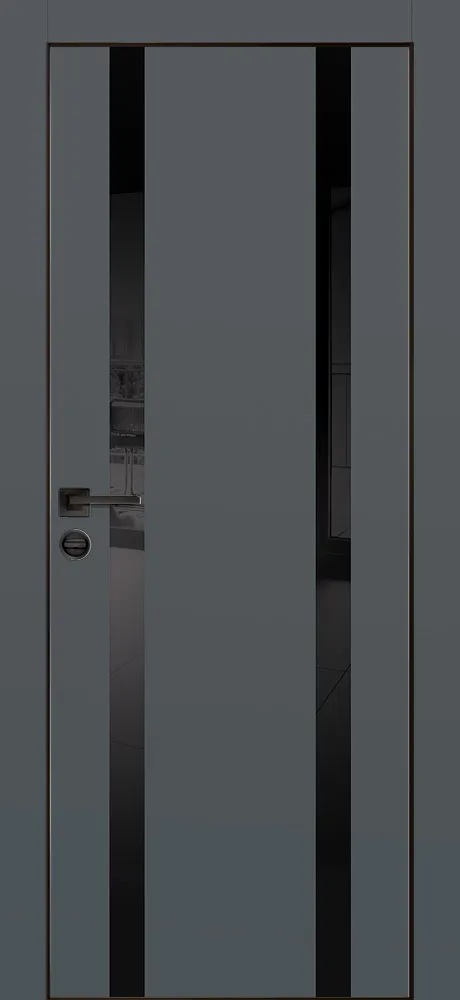 Фото Межкомнатная дверь PX-9  черная кромка с 4-х ст. Графит матовый