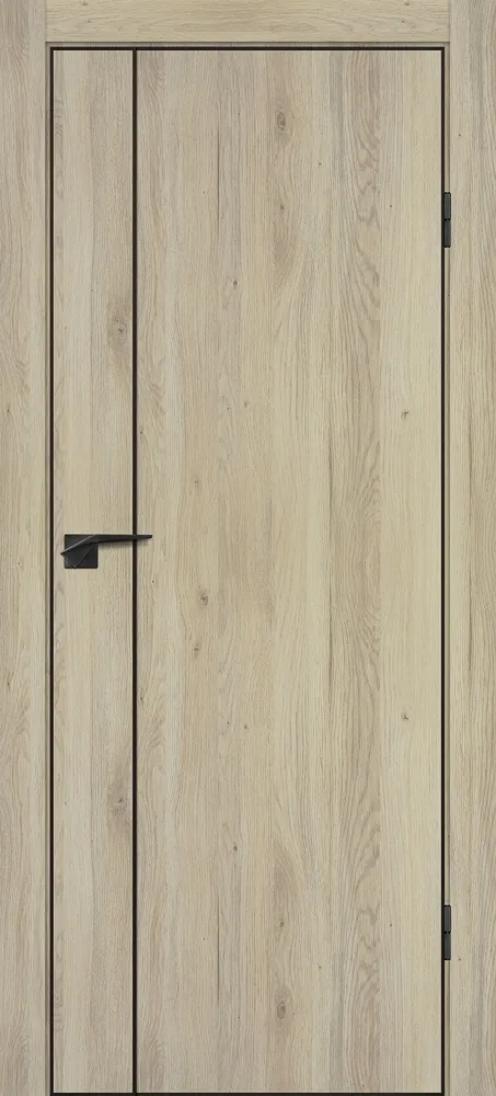 Фото Межкомнатная дверь P-21  черный молдинг PET,  кромка ABS черная c 4-х ст. Дуб молочный